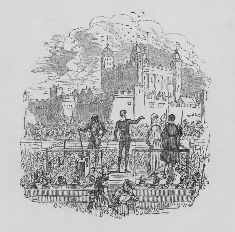 Kivégzés a Tower of Londonban (metszet) alkotó: George Cruikshank