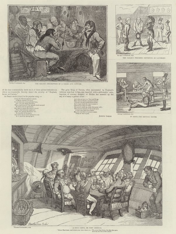 Humoros művészet a Királyi Tengerészeti Kiállításon alkotó: George Cruikshank