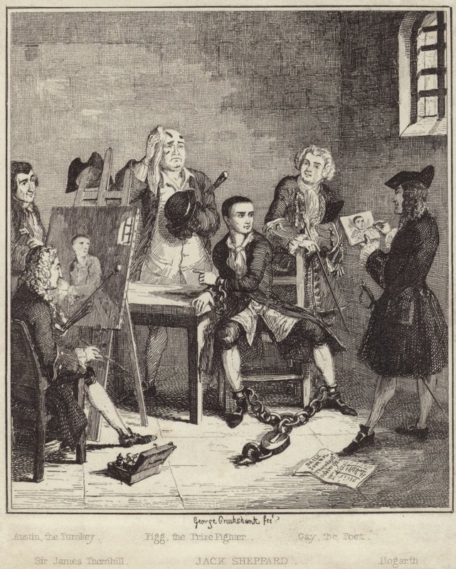 Jack Sheppard portréját Sir James Thornhill festette a börtönben alkotó: George Cruikshank