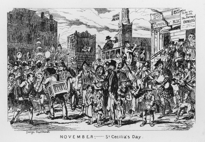 november, Szent Cecília napja (metszet) alkotó: George Cruikshank