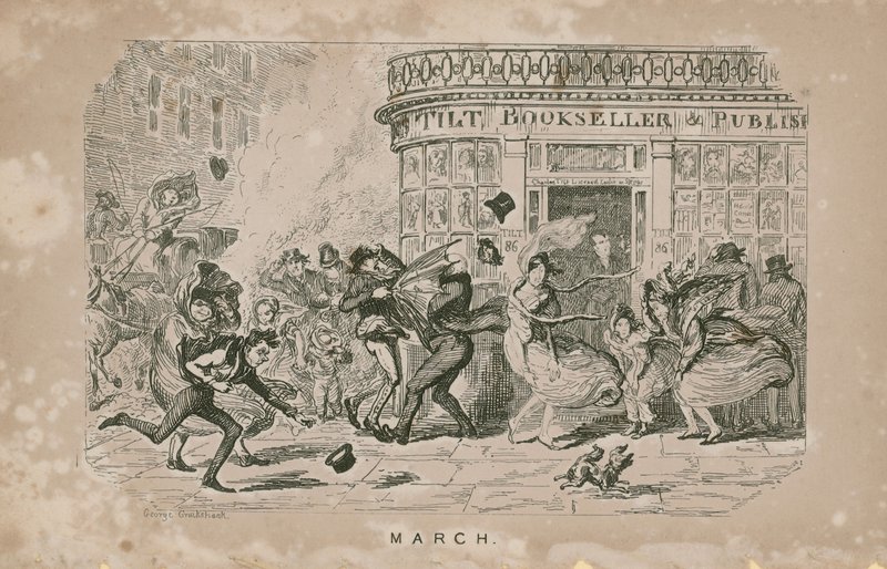 Az emberek küzdenek a nagy szél ellen alkotó: George Cruikshank