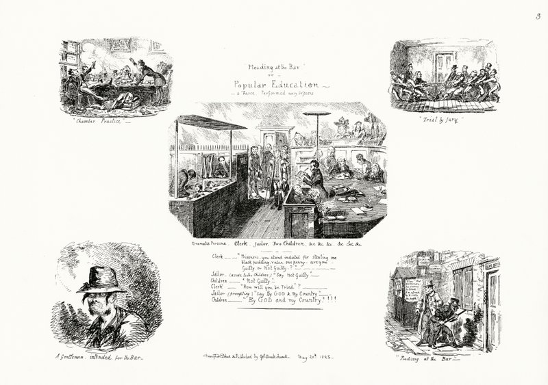 Esedezés a bárban, vagy népoktatás (metszet) alkotó: George Cruikshank