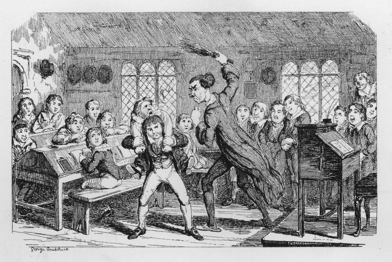 Iskolai korbácsolás alkotó: George Cruikshank