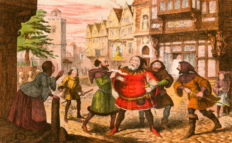 Sir John Falstaffot letartóztatták alkotó: George Cruikshank