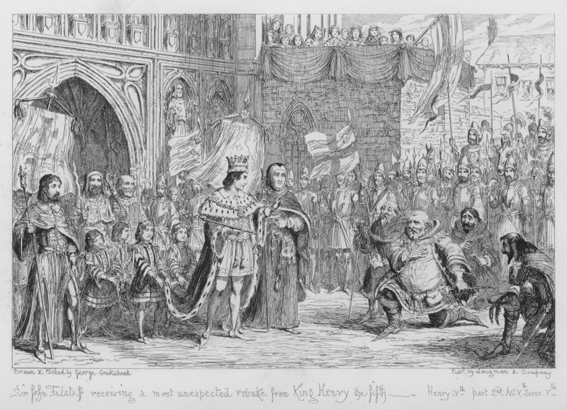 Sir John Falstaff a legváratlanabb szemrehányást kapott Ötödik Henrik királytól alkotó: George Cruikshank
