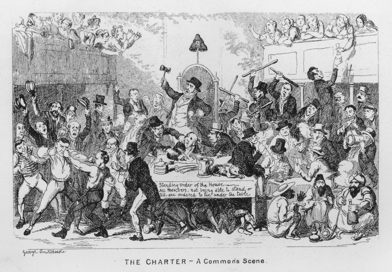A Charta, A Commons Scene (metszet) alkotó: George Cruikshank