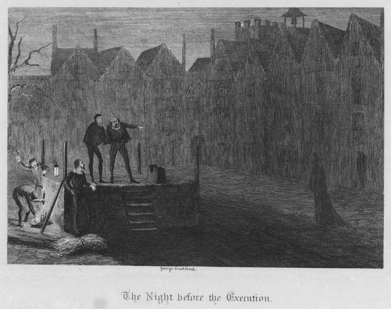 A kivégzés előtti éjszaka (metszet) alkotó: George Cruikshank