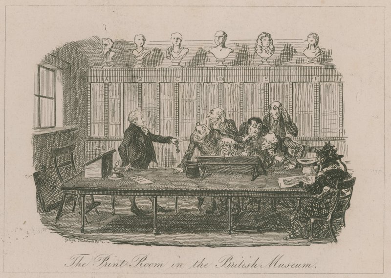Nyomdaterem a British Múzeumban alkotó: George Cruikshank