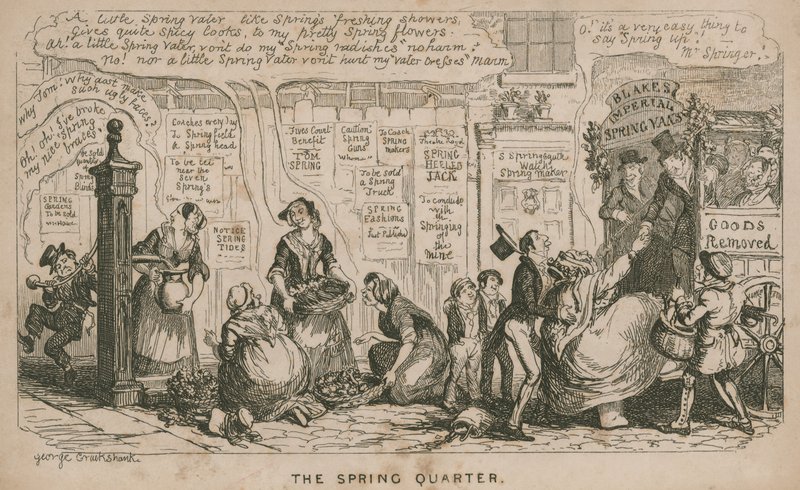 A tavaszi negyed; rajzfilm alkotó: George Cruikshank