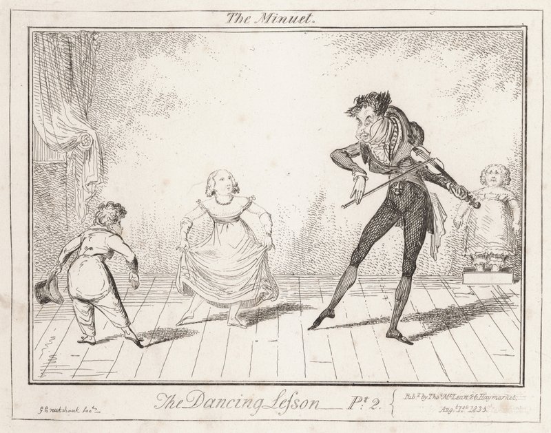 A tánclecke: A menüett alkotó: George Cruikshank