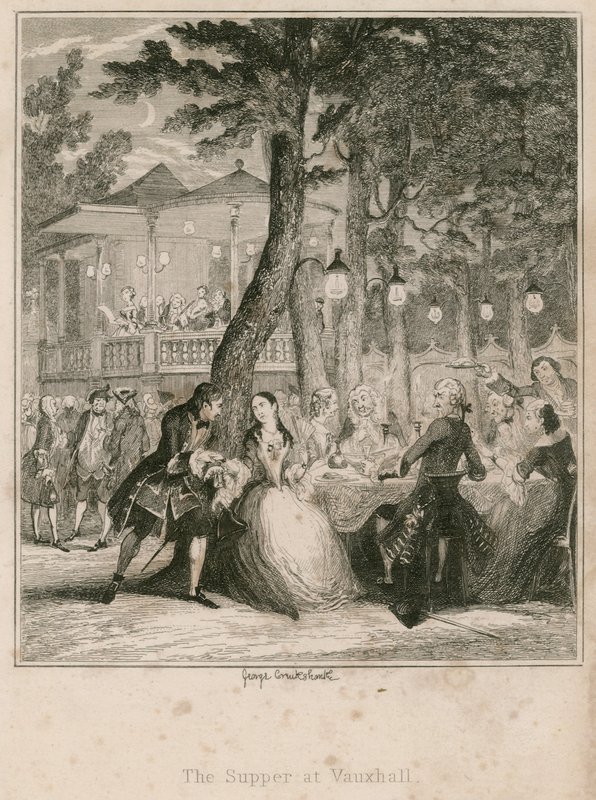 A vacsora a Vauxhall Gardensben, Londonban alkotó: George Cruikshank
