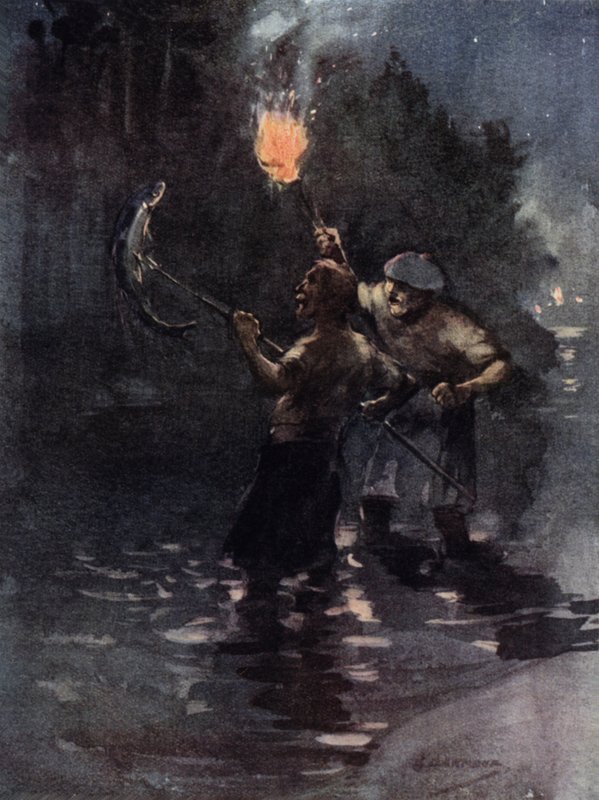 Időnként látni lehetett egy lazacot (színes litho) alkotó: George Denholm Armour