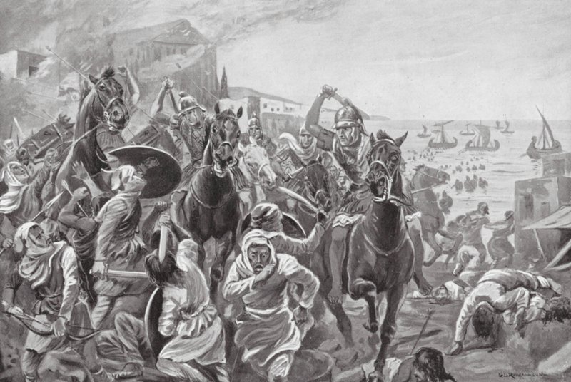 Türosz elfoglalása a ciprusi Evagoras által (litó) alkotó: George Derville (after) Rowlandson