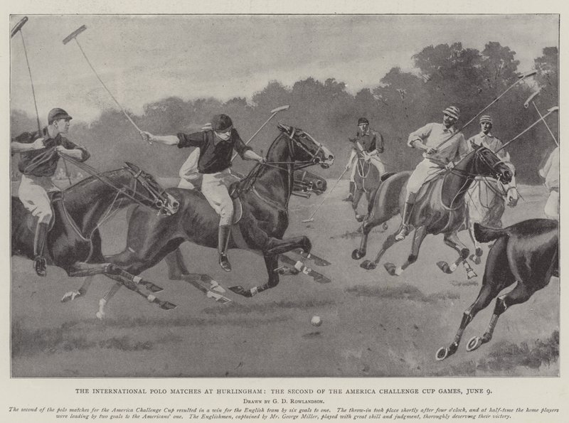 Nemzetközi pólómérkőzések Hurlinghamben, az America Challenge Cup második játékán, június 9-én alkotó: George Derville Rowlandson