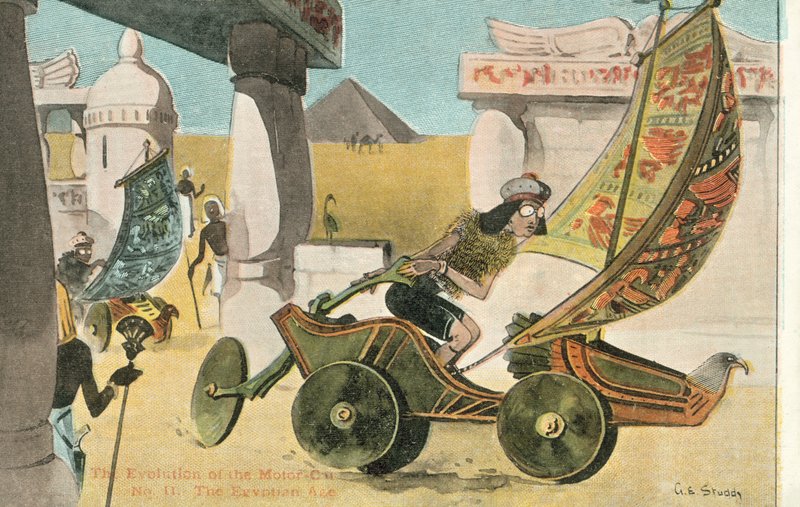 A gépkocsi fejlődése (színes litográfia) alkotó: George Ernest (after) Studdy