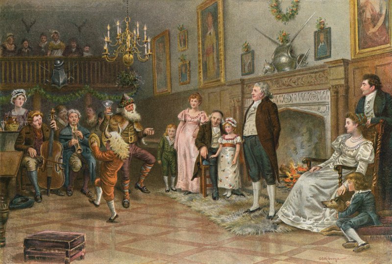 A Squires Ancestral Hall belseje: Vidéki néniek karácsonyi mulatságot adnak alkotó: George Goodwin Kilburne