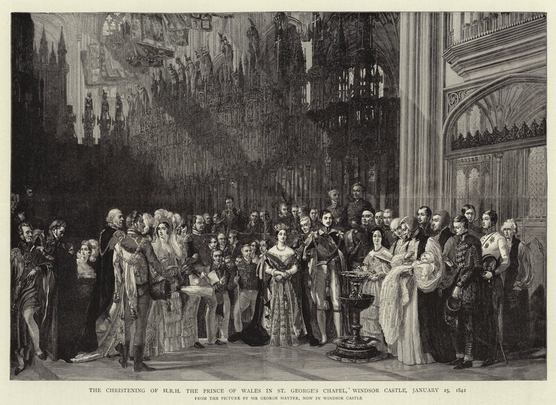 Őfelsége a walesi herceg keresztelője a Windsori kastély Szent György-kápolnájában, 1842. január 25. alkotó: George Hayter