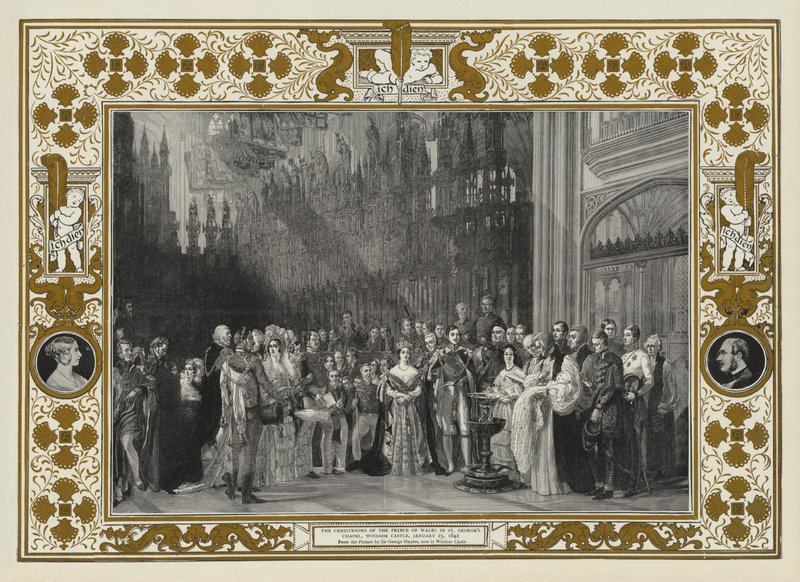 A walesi herceg keresztelője a Windsori kastély Szent György-kápolnájában, 1842. január 25. alkotó: George Hayter