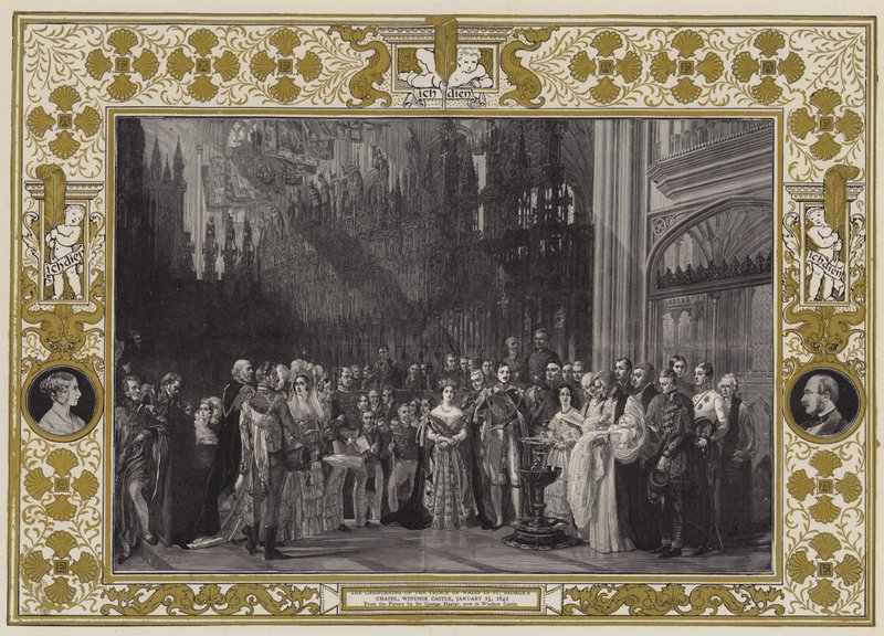 A walesi herceg keresztelője a Windsori kastély Szent György-kápolnájában, 1842. január 25. alkotó: George Hayter