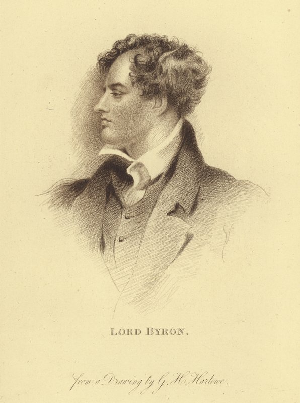 Lord Byron portréja (metszet) alkotó: George Henry (after) Harlow