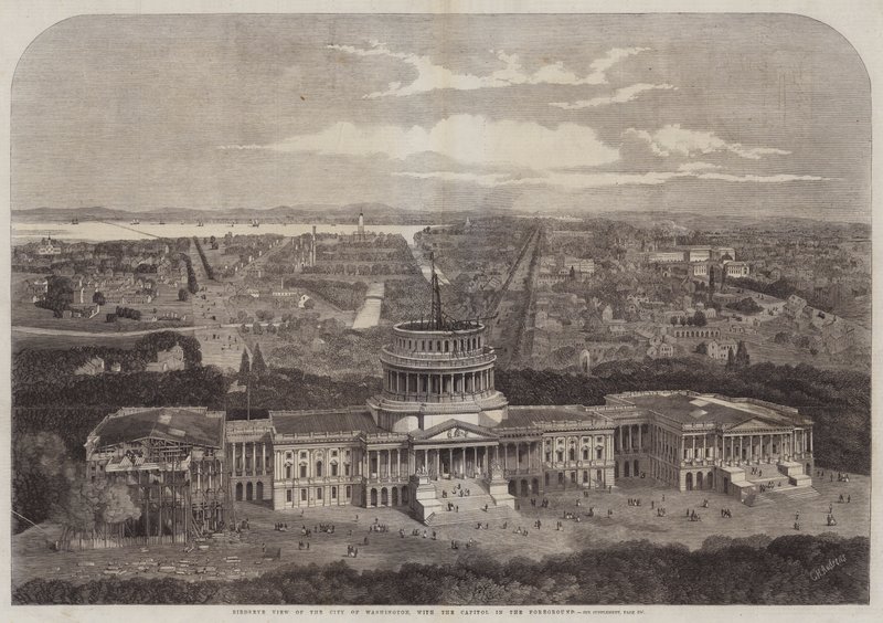 Madártávlati kilátás Washington városára, a Capitoliummal az előtérben alkotó: George Henry Andrews