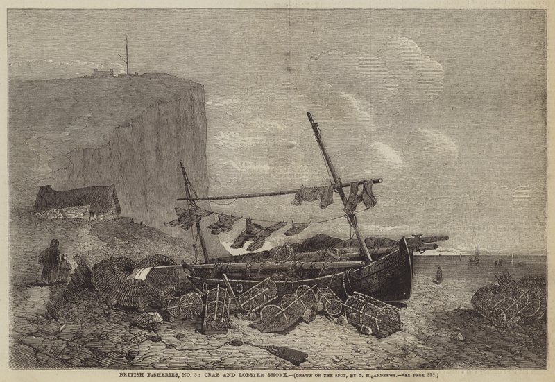 Brit halászat, 5. sz., Rák- és homárpartok alkotó: George Henry Andrews