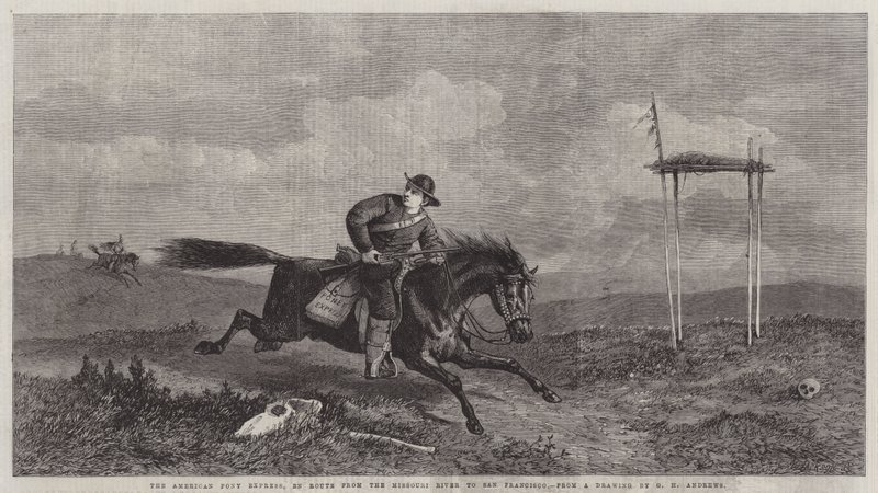 Az amerikai póni expressz, útban a Missouri folyótól San Franciscóig alkotó: George Henry Andrews