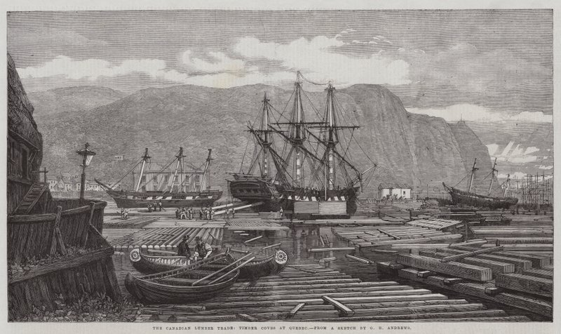 A kanadai fakereskedelem, fakitermelés Quebecben alkotó: George Henry Andrews