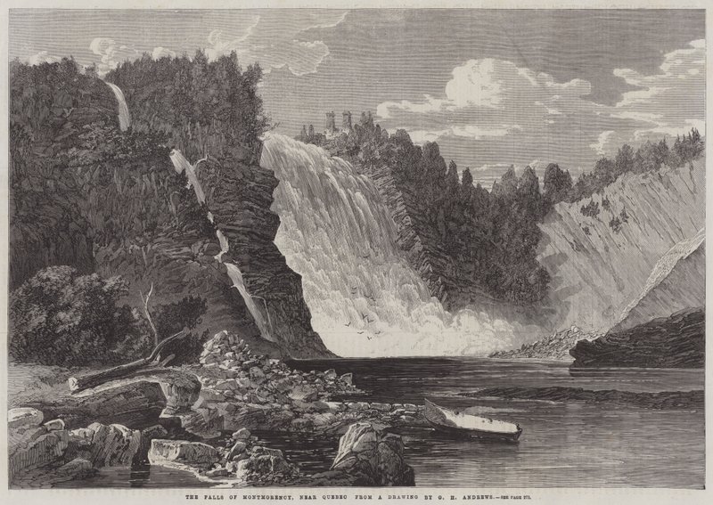 Montmorency vízesése, Quebec közelében alkotó: George Henry Andrews
