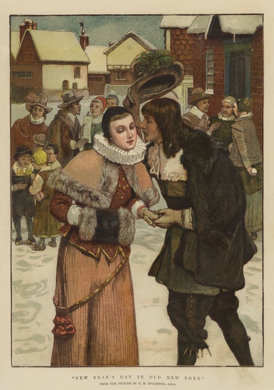 Újév napja New York óvárosában (chromolitho) alkotó: George Henry Boughton