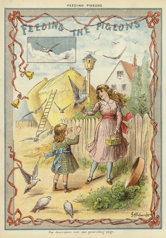 A galambok etetése (chromolitho) alkotó: George Henry Edwards