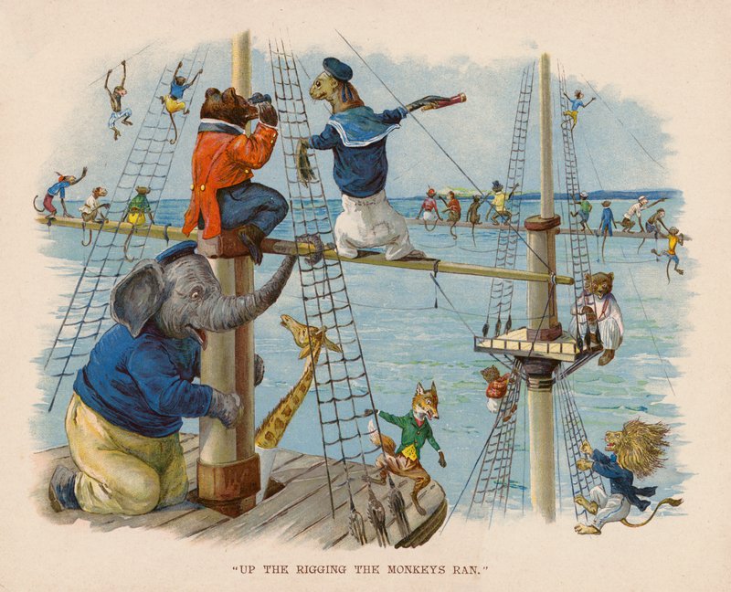 Illusztráció az Állatok tengeri útjához (színes litográfia) alkotó: George Henry Thompson