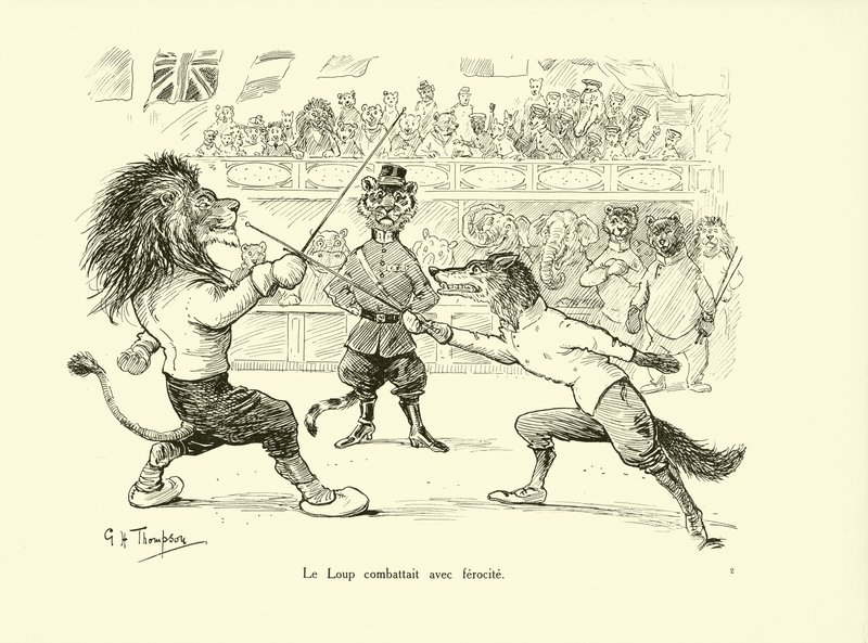 Le Loup combattait avec ferocite (litho) alkotó: George Henry Thompson