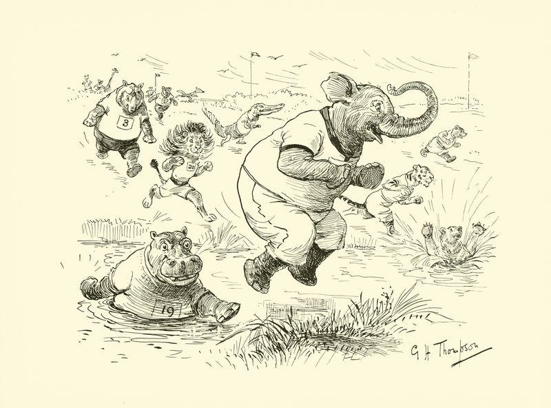 Állatok az olimpiai játékokon (litográfia) alkotó: George Henry Thompson