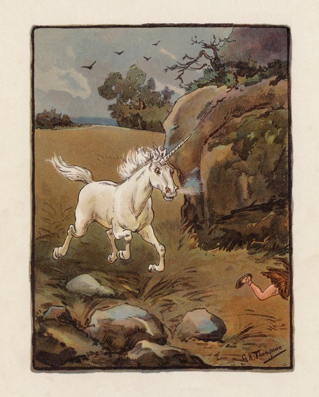 Az egyszarvú (színes litográfia) alkotó: George Henry Thompson