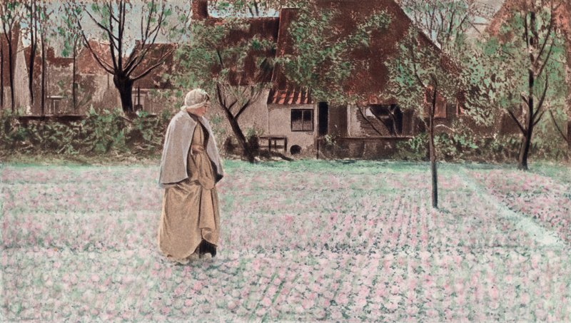 A tulipánkertész (színes fotógravúr) alkotó: George Hitchcock