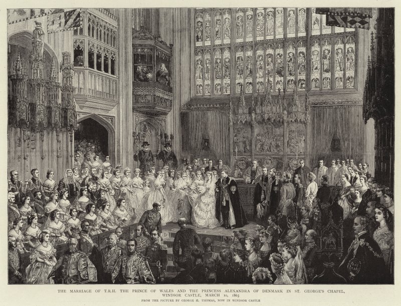 T R H A walesi herceg és Alexandra dán hercegnő házassága a Windsori kastély Szent György-kápolnájában, 1863. március 10. alkotó: George Housman Thomas