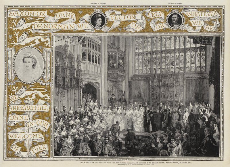 A walesi herceg és Alexandra dán hercegnő házassága a Windsori kastély Szent György-kápolnájában, 1863. március 10. alkotó: George Housman Thomas