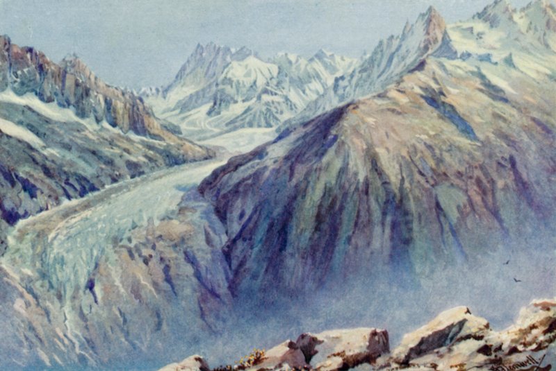 A Mer De Glace a La Flegere-ből (színes litó) alkotó: George Jackson Flemwell