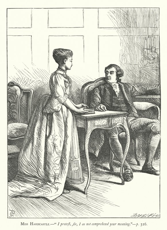 Illusztráció: She Stoops To Conquer (metszet) alkotó: George John Pinwell