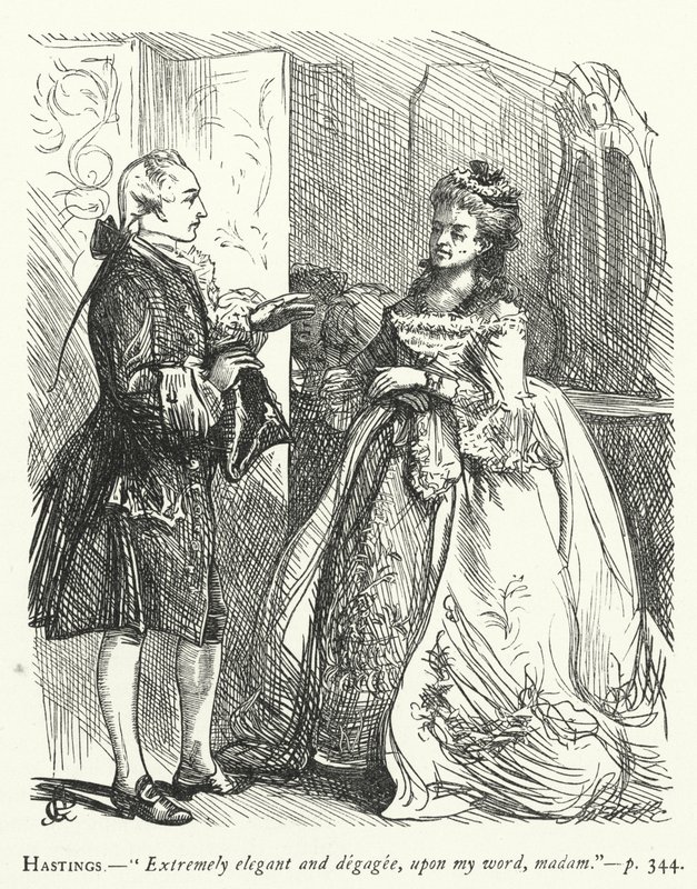 Illusztráció: She Stoops To Conquer (metszet) alkotó: George John Pinwell