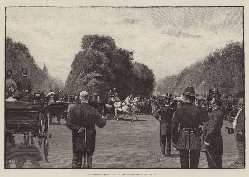 A londoni szezon a Hyde Parkban, a Shahzada-ra várva alkotó: George L. Seymour