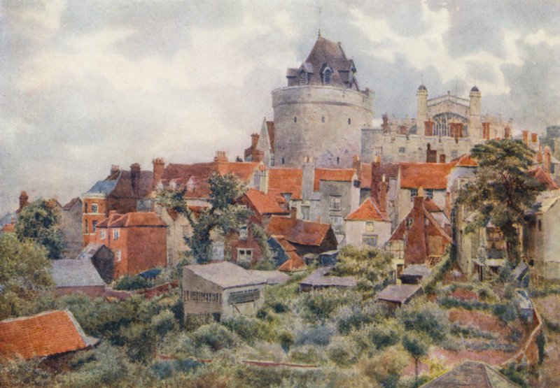 A vár nyugati vége a Great Western Railway Station felől (színes litográfia) alkotó: George Moore Henton