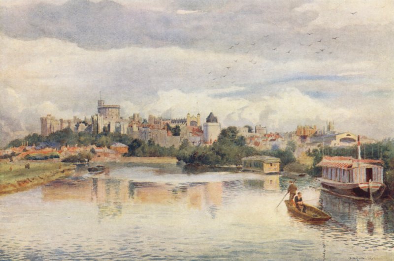 Windsor a folyó felől (színes litográfia) alkotó: George Moore Henton