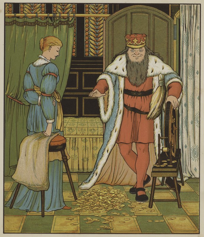 Illusztráció a Rumpelstiltskinhez, a Grimm testvérektől alkotó: George R. Halkett