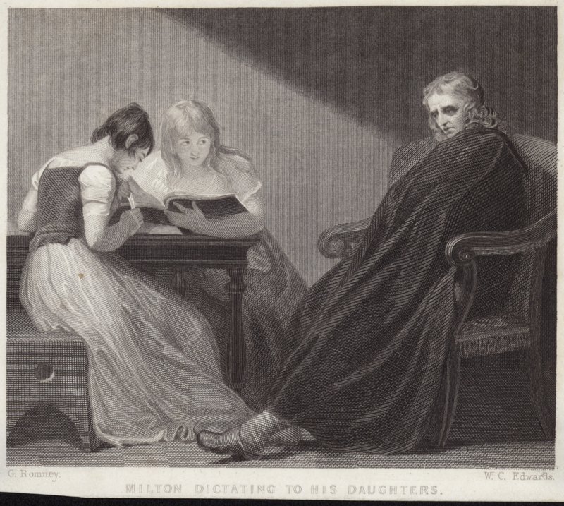 John Milton diktál a lányainak alkotó: George Romney