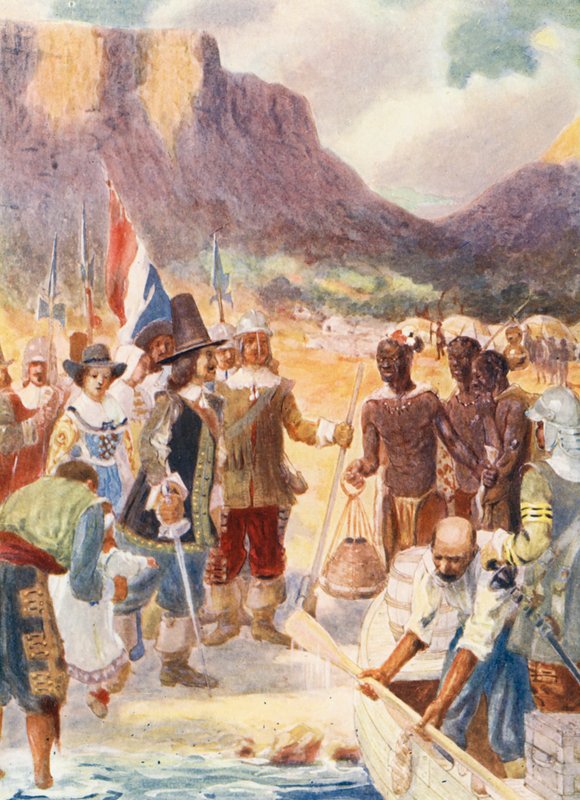 Van Riebeck partraszállása (színes litográfia) alkotó: George Salisbury Smithard
