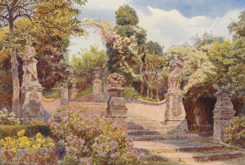 Olasz kertek: Villa Arson (színes litográfia) alkotó: George Samuel Elgood