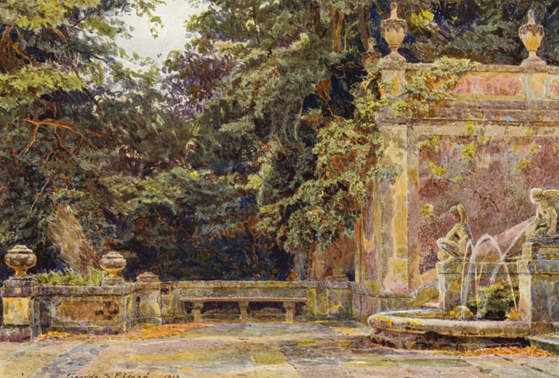 Olasz kertek: Villa Corsini (színes litográfia) alkotó: George Samuel Elgood