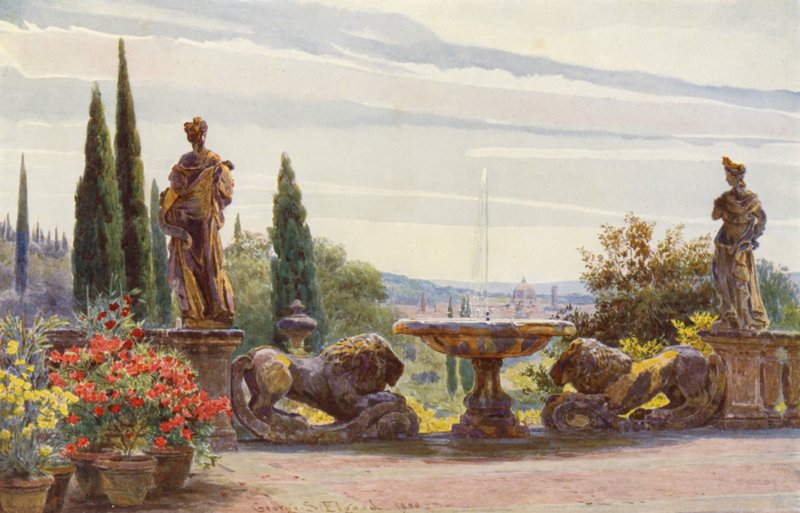 Olasz kertek: Palmieri villából (színes litográfia) alkotó: George Samuel Elgood